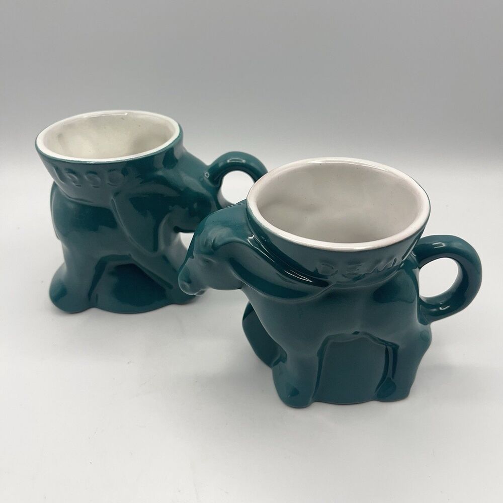 FRANKOMA TEAL GREEN POLITICAL MUGS - Set Of 2